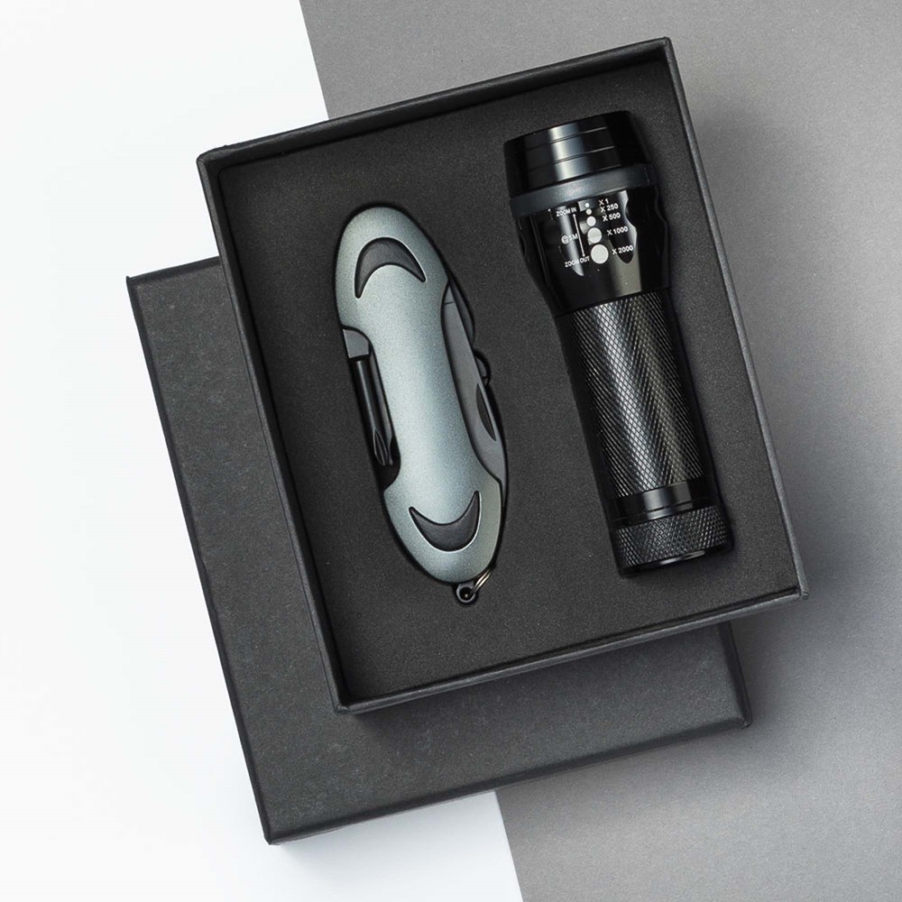 Set Colorado I: Taschenlampe Und Taschenmesser - Grau