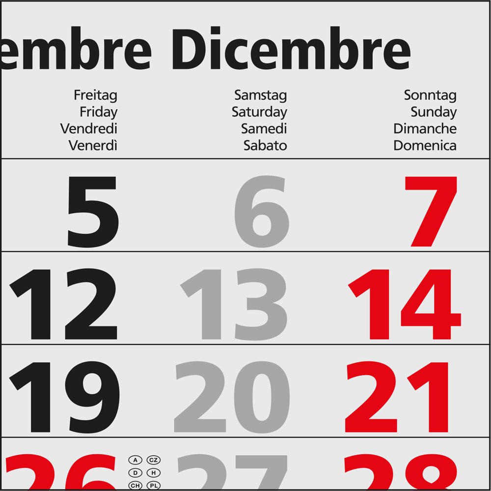 3-Monatskalender Mehrblock Maxi Light 3, Österreich