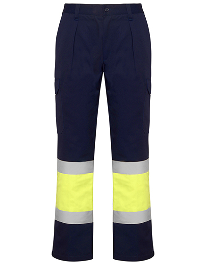 Roly Workwear - Soan Trousers - Navy Blue 55, Fluor Yellow 221