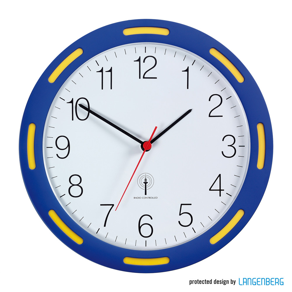 Funk-Wanduhr U-2248 - blau/gelb