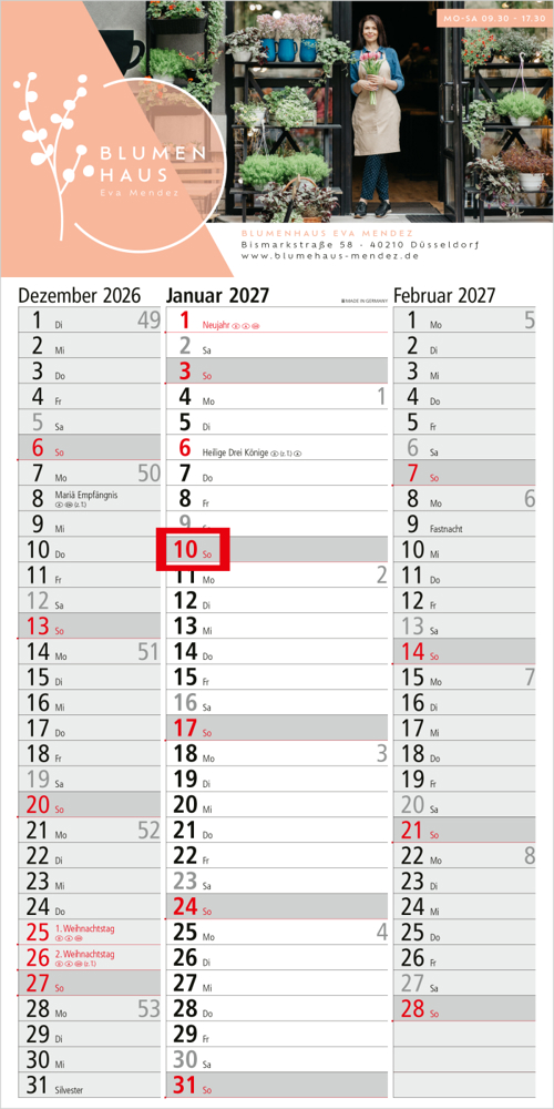 3-Monatskalender Einblatt Spectrum 3 Streifenkalender 3 Monate
