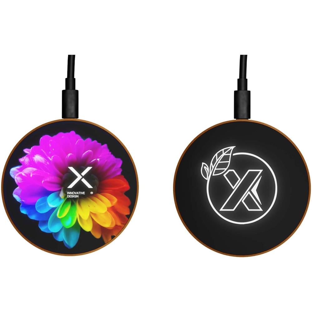 SCX.design W13 kabellose Ladestation aus Holz mit Leuchtlogo