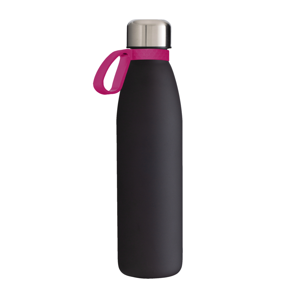 Trinkflasche GLASS - magenta, schwarz