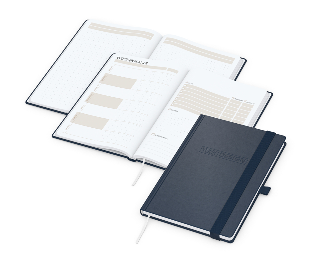 Notizbuch orgaLine Mainbook, White, dunkelblau