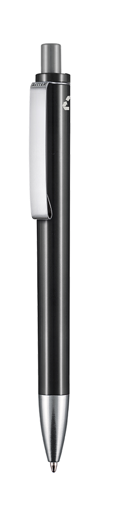 Kugelschreiber EXOS RECYCLED - schwarz recycled/stein-grau