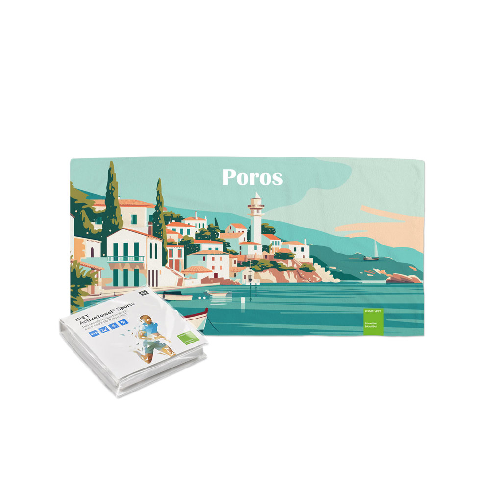 rPET ActiveTowel® Sports 80x40 cm im Polybeutel mit Standard Klappkarte, All-Inclusive-Paket