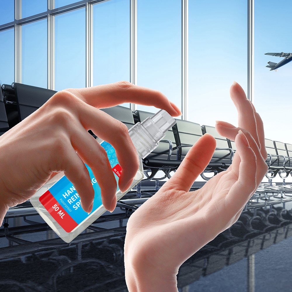 Handreinigungsspray, 50 ml, Body Label (R-PET)