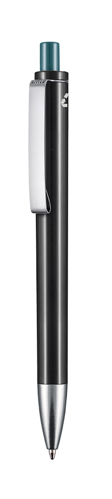 Kugelschreiber EXOS RECYCLED - schwarz recycled/petrol-türkis