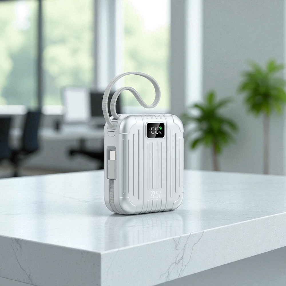 ChargePro Duo 22.5 W – 10 000 mAh Leistungsstarke Powerbank mit integriertem Dual-Kabel silber V2
