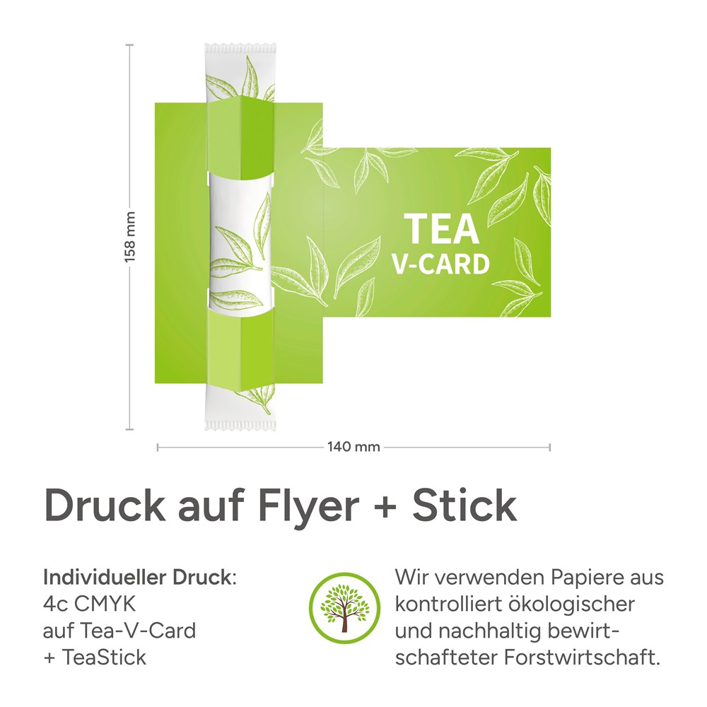 Tea-V-Card Visitenkarte inkl. 1  TeaStick "Individ. Design"