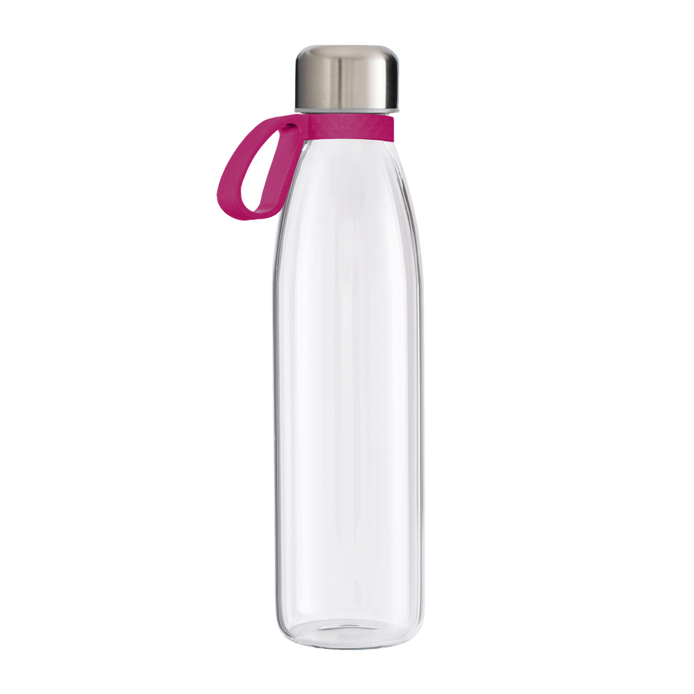 Trinkflasche GLASS - magenta, silber, transparent