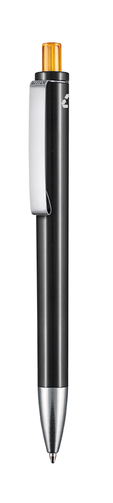 Kugelschreiber EXOS RECYCLED - schwarz recycled/mango-gelb TR/FR