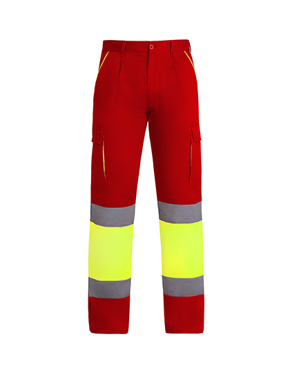 Roly Workwear - Trousers Enix - Red 60, Fluor Yellow 221